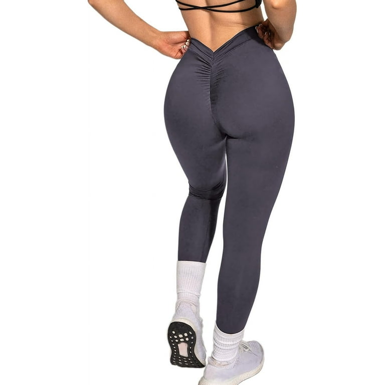 V Back Scrunch Butt Leggings for Women Soft High Waisted Booty Tights  Workout Gym Yoga Pants