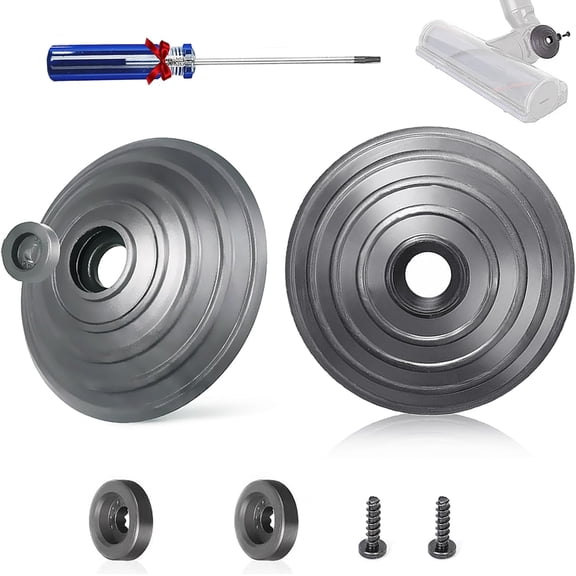 V-Ball Replacement Wheels for Dy*son V6 V7 V8 V10 V12 DC58 DC59 DC62 DC72 DC74 SV10 SSV12 SV20, Accessories for Direct Drive Cleaning Head 35W 50W, 2 wheels + 2 screws + 2 fasteners + screwdriver
