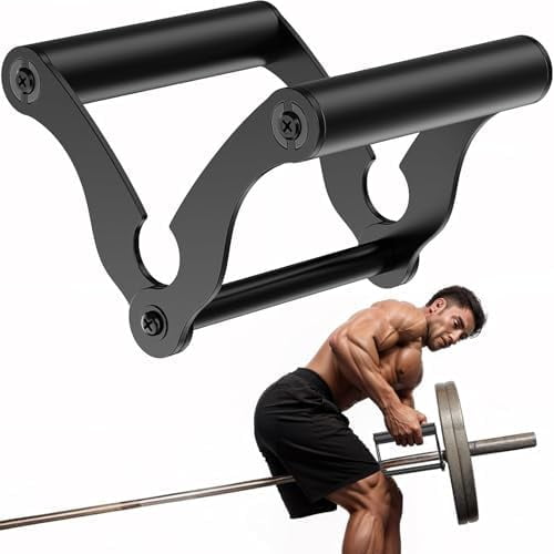 V Bar T-Bar Row Landmine Handle Attachment for Barbell, Solid Mine Double D-Row Handle Grips with Non-Slip Rubber Grips, T-Row Attachment for Olympic Strength Training Bars