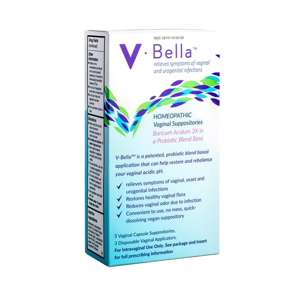 V-Bella Boric Acid/Probiotics Vaginal Suppository capsules provide Quick Relief from Odor, Itchiness & Dryness, BV & Yeast Infections