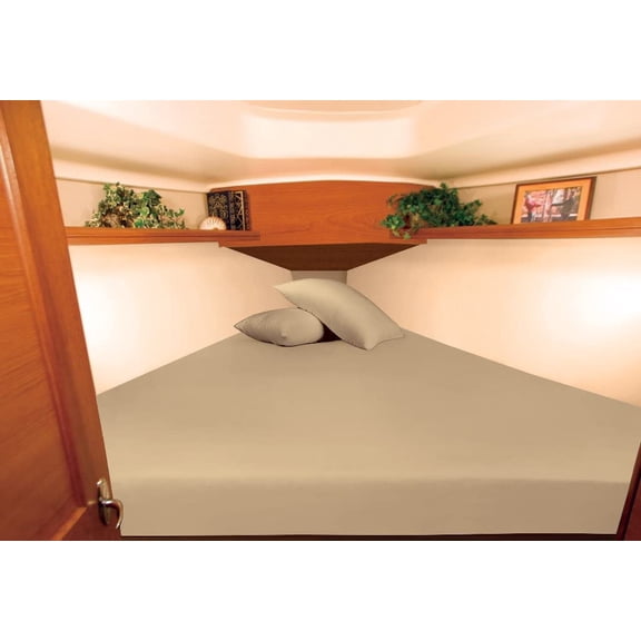 V Berth Boating Sheet Set - Universal V Berth 600 TC Sheet Set - 100% Egyptian Cotton - USA Boat Bedding - Boat V-Berth Bedding - Great Gift for Boaters - 8 Inch Drop, Taupe