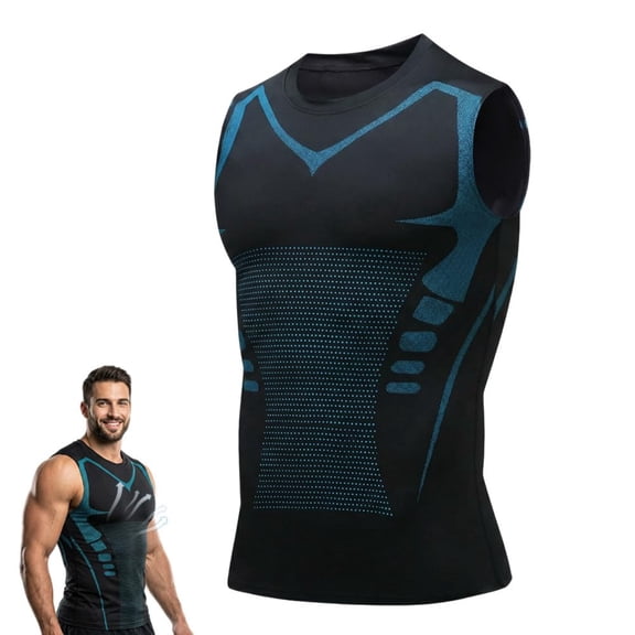 V Boost V2 Men's Compression Tank Top, Body Shaper Undershirt for Men, Sleeveless Workout Compression Shirt, Breathable Quick-Dry Athletic Base Layer