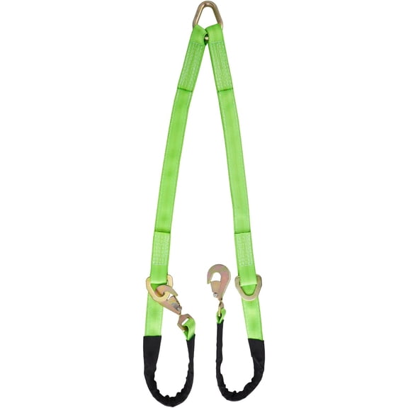 V-Bridle Strap 2" x 4' w/Snap Hooks/Cordura Sleeve and Axle Strap, D Ring Middle, 4700 lbs Capacity Heavy-Duty Tow Straps for UTV ATV Tractor SUV