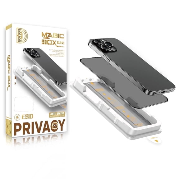 V CARE TOO iPhone 17 Pro Max 6.9 in Privacy Screen Protector with Easy Installation Magic Box Kit, 9H Tempered Glass