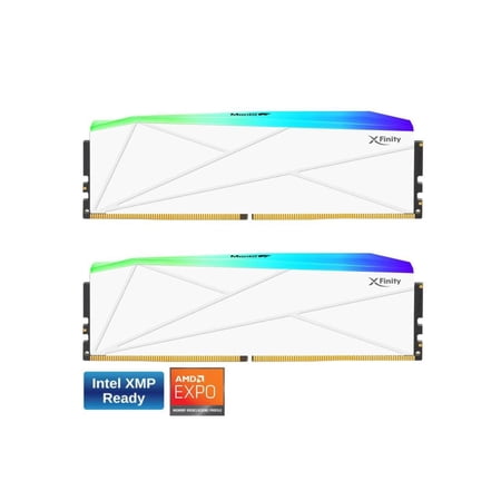 V-COLOR Manta XFinity RGB DDR5 128GB (64GBx2) 6000MHz XMP 3.0 & AMD EXPO CL30 1.35V RGB Gaming Desktop Upgrade RAM U-DIMM Memory Module SK Hynix IC - White (TMXFL6460832WWK)