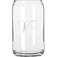 thumbnail image 1 of V Chopin Script Monogrammed Etched 16oz Libbey Can Glass, 1 of 1