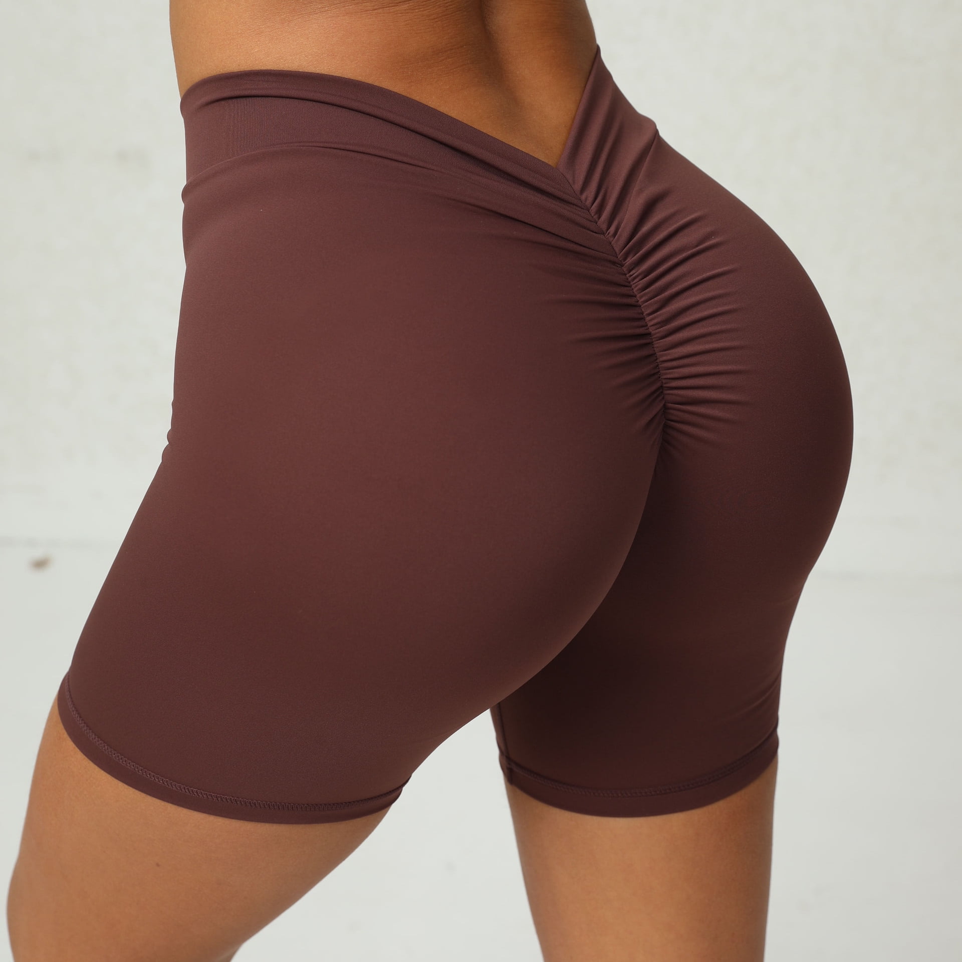 V Cross Back Scrunch Butt Yoga Shorts Seamless Workout High Waisted