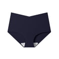 thumbnail image 1 of V Cut Mid Rise Bikini Bottoms for Women Cross Front Bathing Suit Bottoms for Women Dark Blue L, 1 of 4