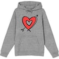 thumbnail image 1 of V Day Arrow Heart Adult Heather Gray Long Sleeve Hoodie-Medium, 1 of 2