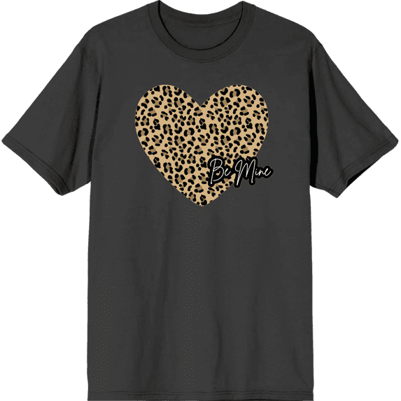 V Day Cheetah Heart Be Mine Crew Neck Short Sleeve Adult T-shirt
-Medium-Charcoal