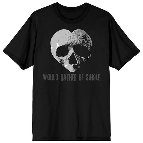 V Day I Would Rather Be Single Crew Neck Short Sleeve Black T-shirt-Medium