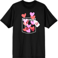 thumbnail image 1 of V Day Jar Of Hearts Adult Black Crew Neck Short Sleee Tee-Medium, 1 of 2