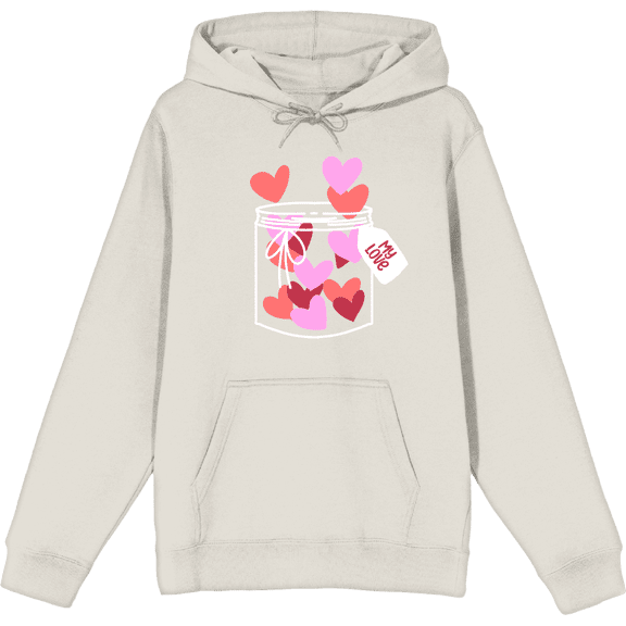 V Day Jar Of Hearts Adult Sand Long Sleeve Hoodie-Small