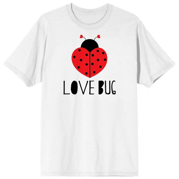 V Day Love Bug Crew Neck Short Sleeve Women's White T-shirt - 5XL