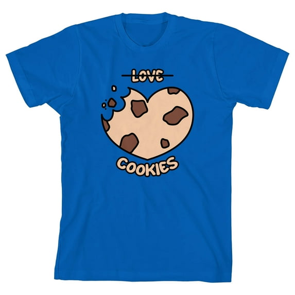 V Day Love Cookies Crew Neck Short Sleeve Royal Blue Youth T-shirt-Medium