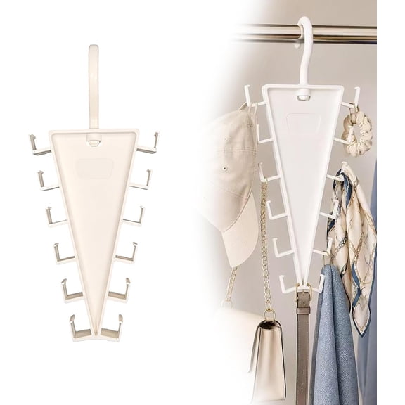 V Double-Sided Closet Organizer Hanger, 360° Rotating Wall-Mounted Storage Rack with 12 Anti-Slip Hooks, Space Saving Closet Organizer, Apartment Accessories Holder for Pants, Hats (1pcs)