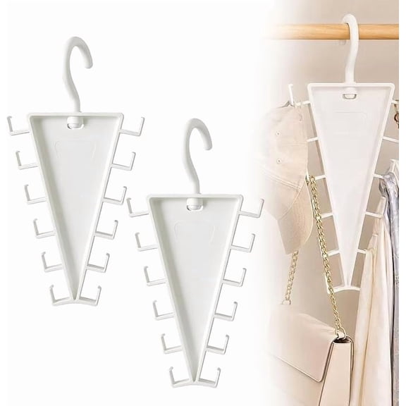V Double-Sided Closet Organizer Hanger, Stackable V Shape Wall Hanger, 12 Hooks Rotatable Closet Storage Rack, Multifunctional Organizer for Summer Clothes & Accessories