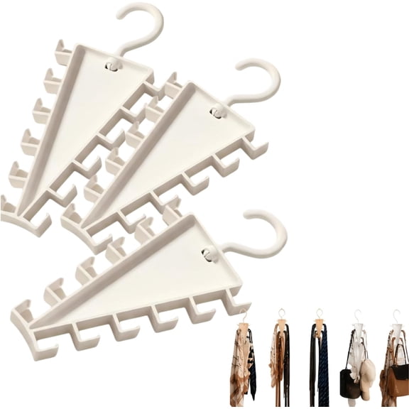 V Double-Sided Closet Organizer Hanger, V Shaped Rotatable Clothes Hanger, Wall Mounted 12 Hooks Stackable Rack, Multifunctional Storage Holder for Hair Ties Belts Hats