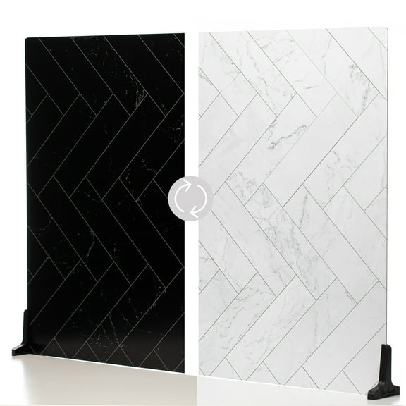 V-FLAT WORLD Duo Board - 30x40" Double Sided Surface Board, Zigzag Marble White/Zigzag Marble Black