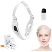 Facial Sculpting Device for Double Chin, 4 in 1 Face Massager, Electric V-Face Device with 6 Modes & 18 Gear Adjustable Intensities & 5 Lights, Remote Control, 40   Constant Temperature, White