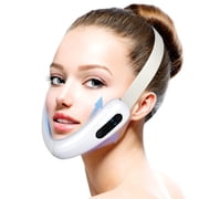 V-Face Lifting Shaping Massager Electric Face Lifting Device Double Chin Reducer, Red Blue LED Photon Vibration Double Chin Shaping Professional Face Slimming Massager, White