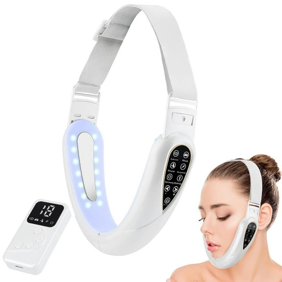 V-Face Machine, V Face Lift Double Chin Remove Device 5 Color Light Skin Repair Photon Therapy Face Slimming Instrument, Pulse TENS Microcurrent Cellulite Massagers with Remote Control, White