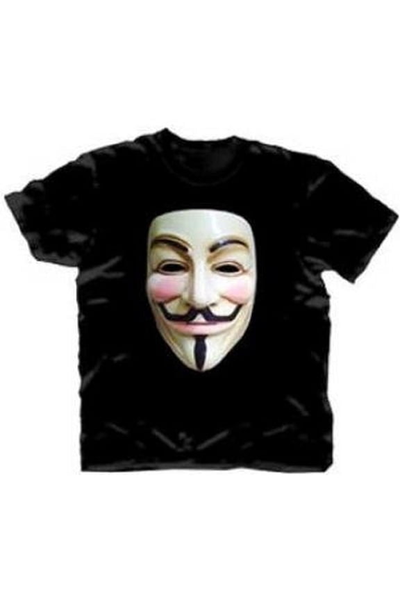 V For Vendetta Photo Real Vendetta Mask Adult Black T-Shirt