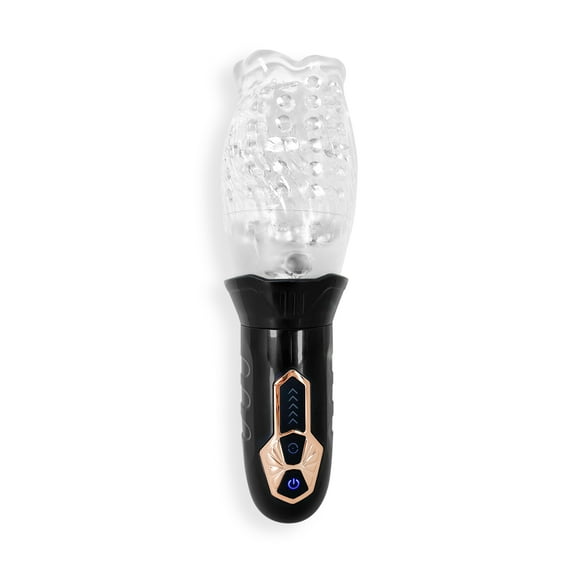 V For Vibes Rotating Male Masturbator, Male Vibrator Vulcan - Clear, Black