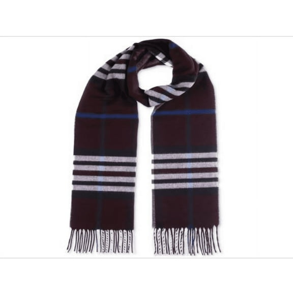 V. Fraas Men's Exploded Plaid Cashmink Scarf - BURGUNDY