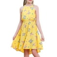 thumbnail image 1 of V.&GRIN Girls Dress 13-14 Yellow Halter Sleeveless Summer Sundress Smocked Waist Off-Shoulder Big Girls Clothes, 1 of 5