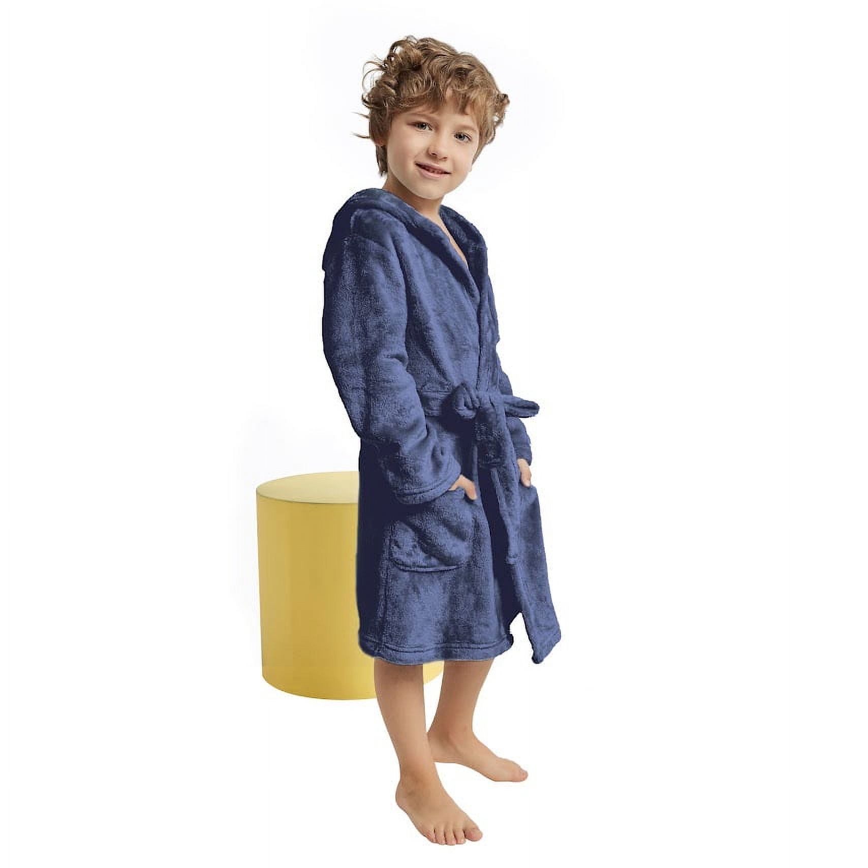 V.&GRIN Unisex Kids Fleece Bath Robe, Cozy Hooded Housecoat for Boys ...