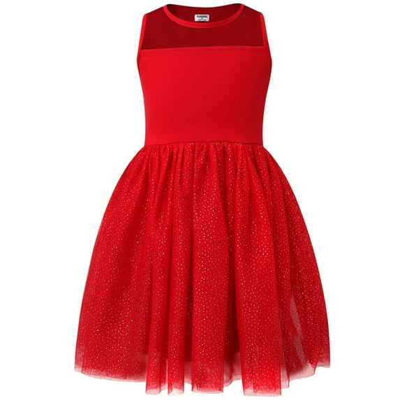 V.&GRIN Toddler Girl Dress Red Tutu Sundress for Flower Girls Wedding Princess Dress Up Clothes 6T