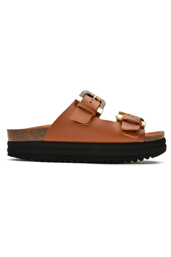 Vegan Plum Footbed Tortoiseshell Sandals