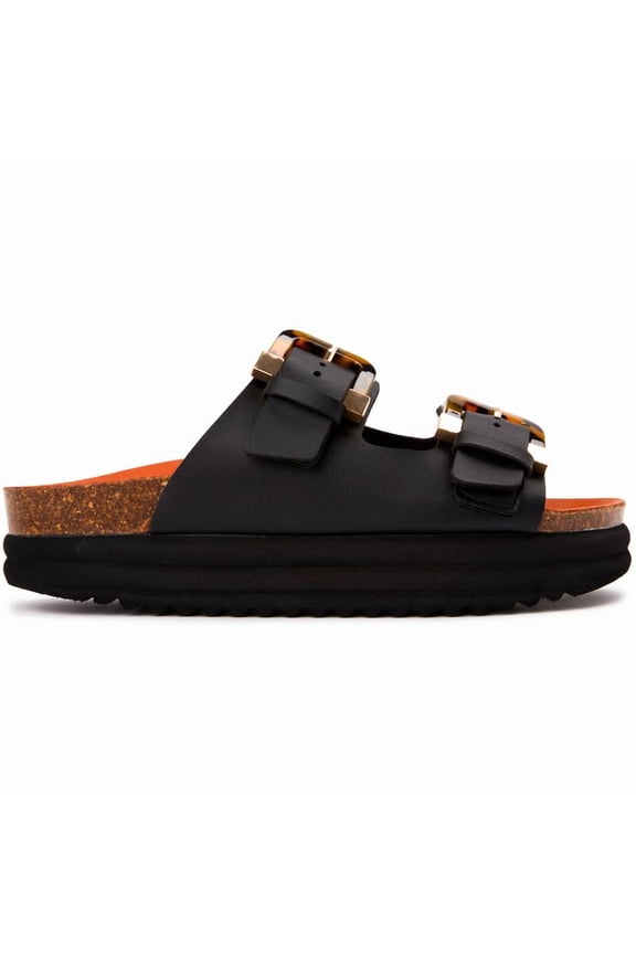 Vegan Plum Footbed Tortoiseshell Sandals