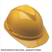 V-Gard  500 Protective Cap, 4 Point Fas-Trac, Slotted, Hi-Viz Lime Green