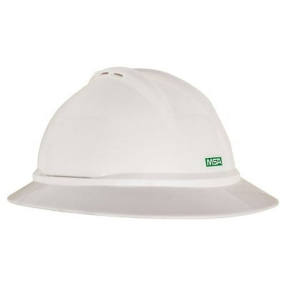 V-Gard 500 Protective Caps And Hats, 4-Point Ratchet, Vented Full Brim Hard Hat, White | Bundle of 5 Each