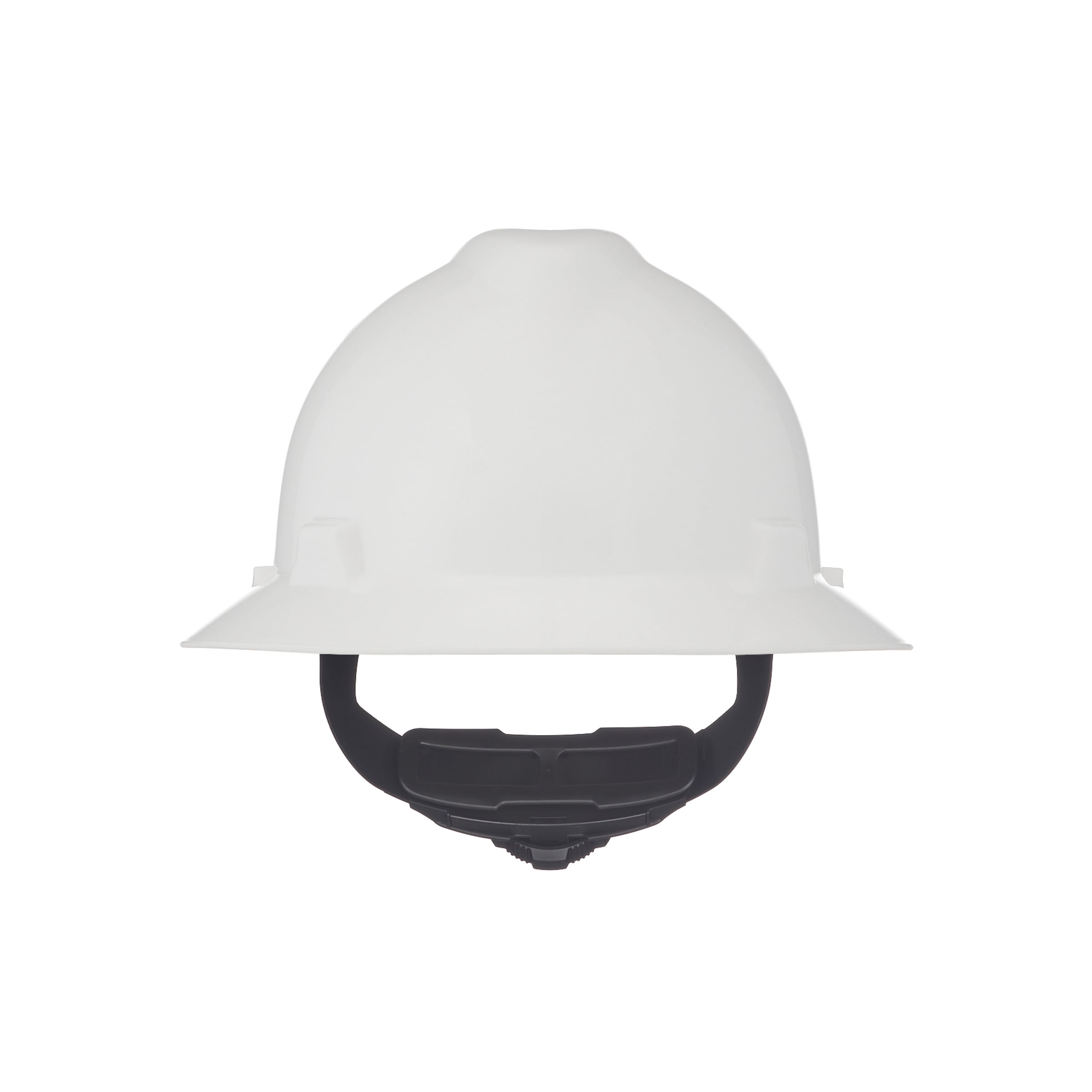 MSA 475369 V-Gard Full-Brim Hard Hat With Fas-Trac III Ratchet Suspension | Polyethylene Shell, Superior Impact Protection, Self Adjusting Crown Straps - Standard Size in White