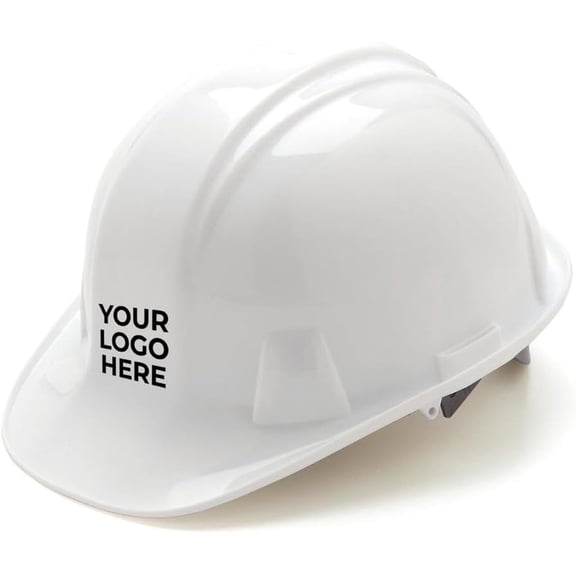 V-Gard Staz-On Slotted Protective Cap - White - White - Custom 2-Color Logo - 20 Hat min