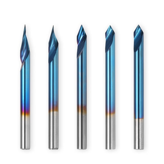 V-Groove CNC Router Bits Set 5PCS 20/30/45/60 Degree 1/8'' Shank Tungsten Carbide