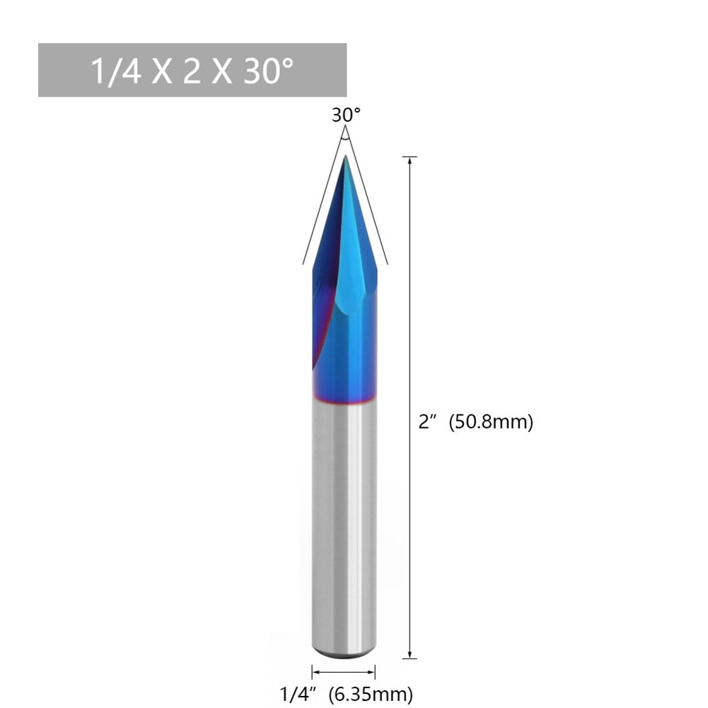 V Groove Router Bit 1/4in Shank 2Flute CNC Engraving Tool for Wood