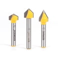 thumbnail image 1 of V Groove Router Bit Small 3 Bit Set - 1/4" Shank - Yonico 14390q, 1 of 4
