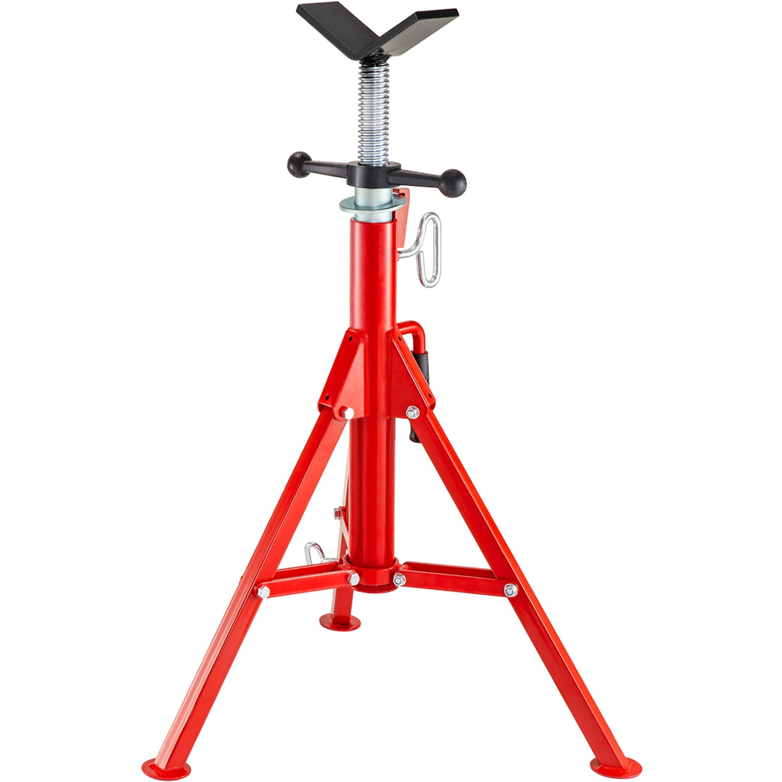 V Head Adjustable Support Jack Stand, 2500 LB Capacity Folding Support Stand with Height Range 28-52 Inch for Pipe Work