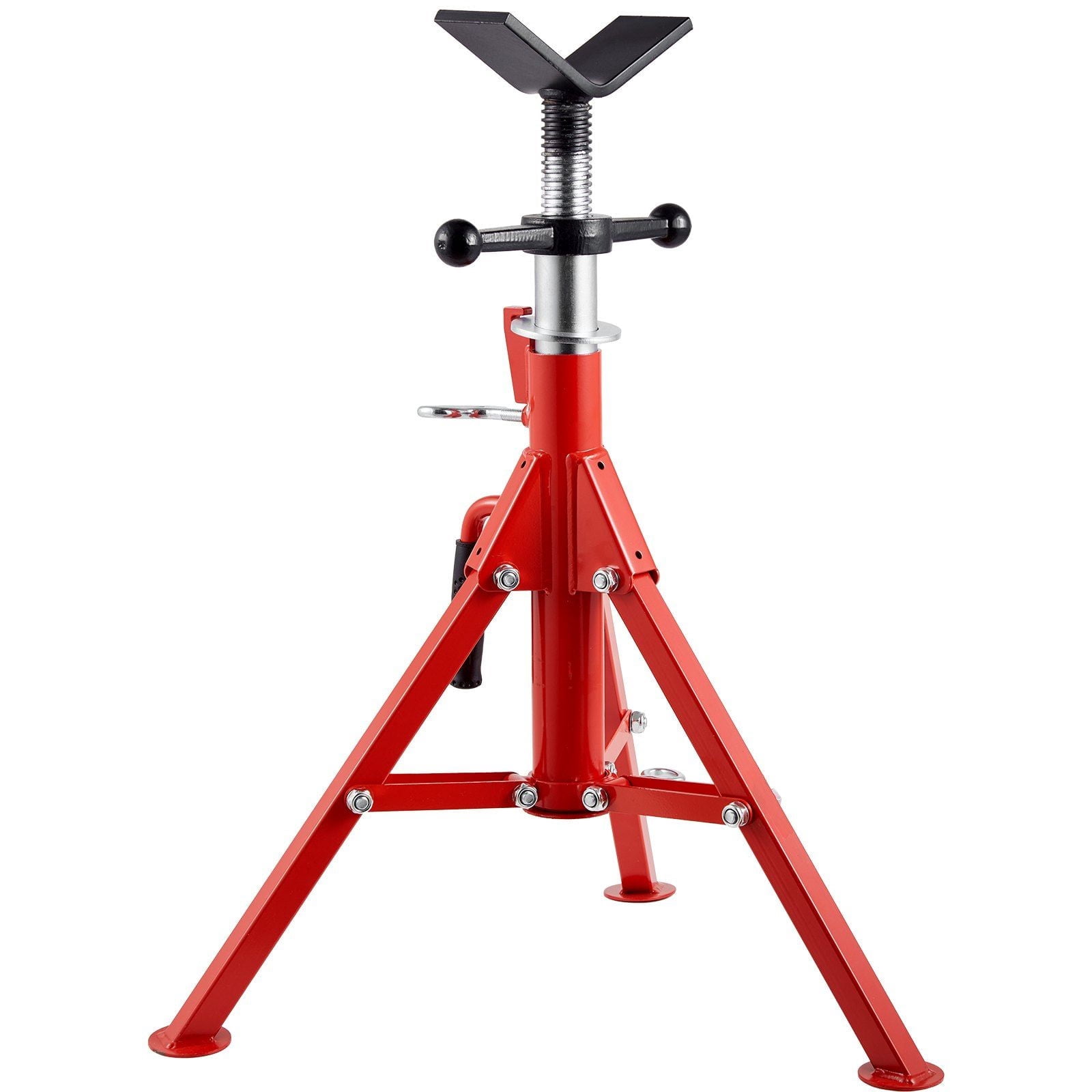 V Head Pipe Stand 1/8"-12" Capacity, Adjustable Height 24"-42", 2500 lb Load Capacity, Portable Folding Steel Jack Stands, Heavy-Duty Carbon Steel Construction for Durability