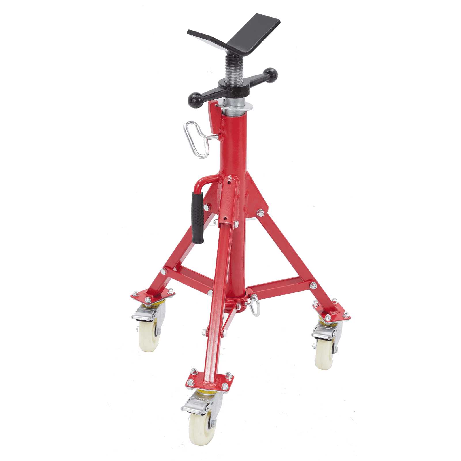 V Head Tube Stand 1/8"-12" Capacity,Adjustable Height 28"-52,Tube Jack Stand 2500 lb Load Capacity, Heavy Duty Carbon Steel Body,Steel Jack Stand with Portable Folding Legs
