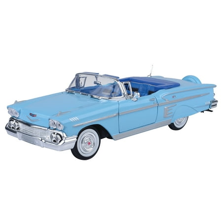 1958 Chevrolet Impala Blue 1 24 Diecast Model Car by Motormax