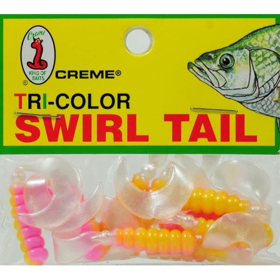 Crème Tri Color Swirl Tail Fishing Lures for Bass, 3-Count