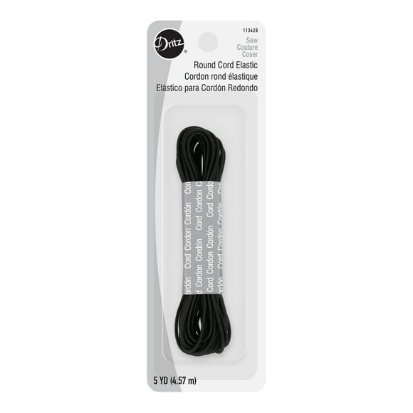 Dritz Sewing & Crafting Round Cord Elastic Black 5 Yards