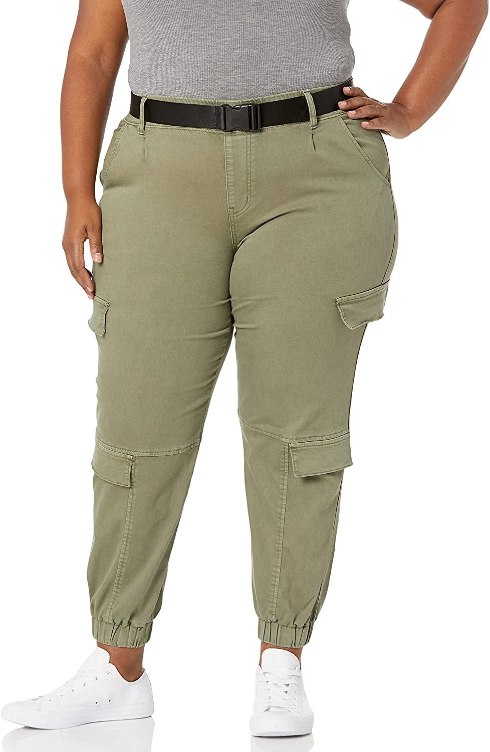 V.I.P. JEANS Cargo Pants for Women Juniors Sizes Camo, Baggy Solid Olive,  24 Plus