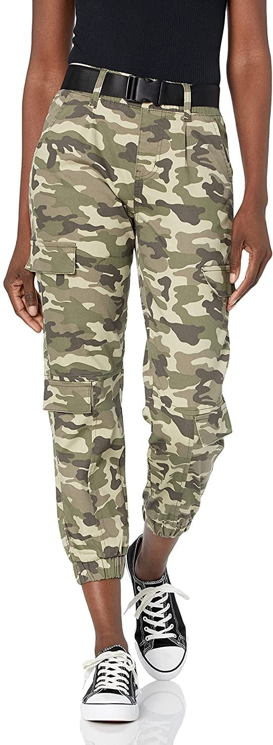 V.I.P. JEANS Cargo Pants for Women Juniors Sizes Solids, Baggy Olive