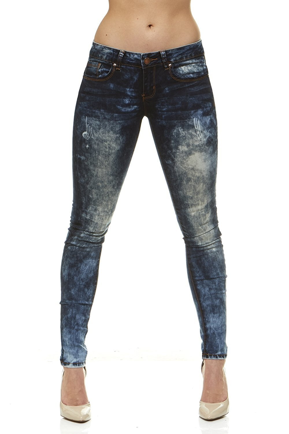 Classic Skinny Jeans for Women Slim Fit Stretch Stone Washed Jeans Juniors  Sizes 7 Electric Blue